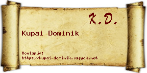 Kupai Dominik névjegykártya